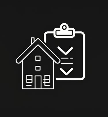 a clipboard with a property in the background