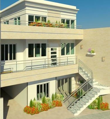 casa com mezanino e com varanda e jardim 