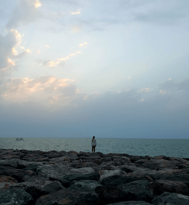 Martina looking out to the sea in Dubai.