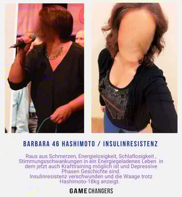 Vorher-Nachher-Bild Frau 46 mit Hashimoto & Insulinresistenz – sichtbar fitter & schlanker.