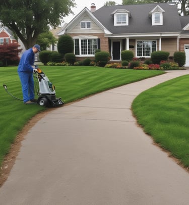 A clean yard with a happy dog playing.