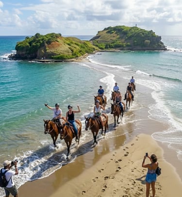 Tombolo de Sainte-Marie en Martinique – passage naturel entre la plage et l’îlet lors d’une balade