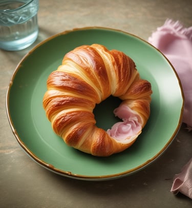 Assortment of sweet pastries with cinnamon and sugar dusting on a ceramic plate