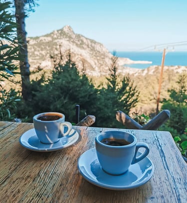greek coffee with the view