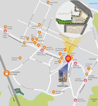 LOCATION AMENITIES VIHANG VENTURA MIRA ROAD EAST, COMMERCIAL PROJECT IN MIRA ROAD EAST, VIHANG COMMERCIAL, INVESTMENT