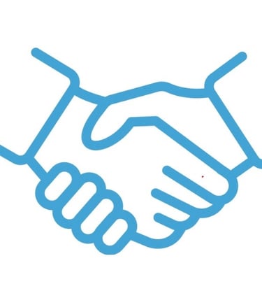 Icon of blue hands shaking representing trusted locksmith experts