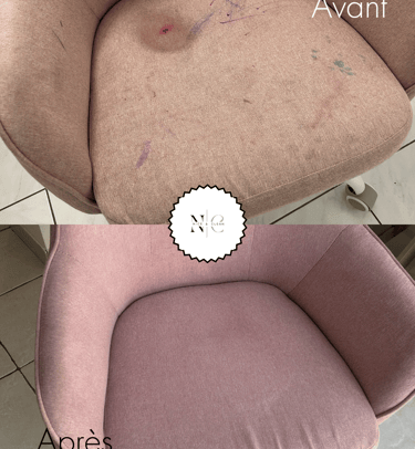 a chair with a chair that has been cleaned and a chair with a chair