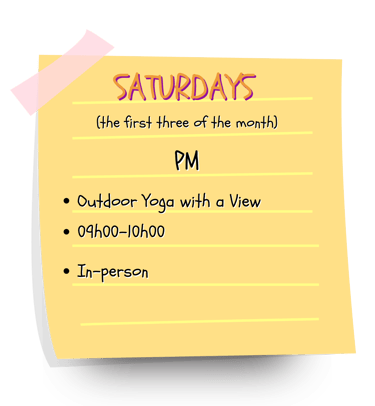 Outdoor yoga in Estoril graphic.