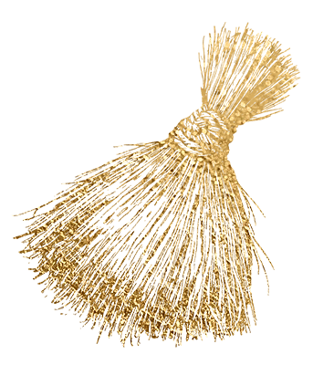 hand broom illustration in gold leaf