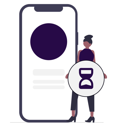 Woman holding timer to indicate coming soon.