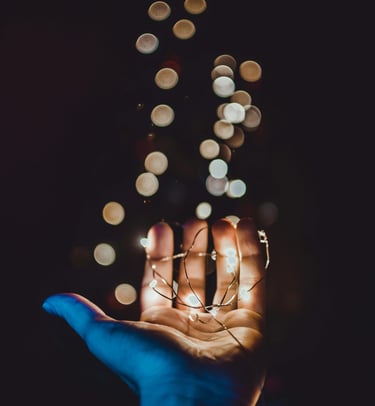 Beautiful Reiki light flowing into the hands.