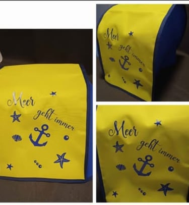 a table runner with a yellow table runner