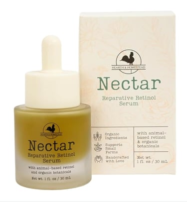 Non toxic animal based retinol serum for anti aging and acne using grass fed tallow and emu oil.