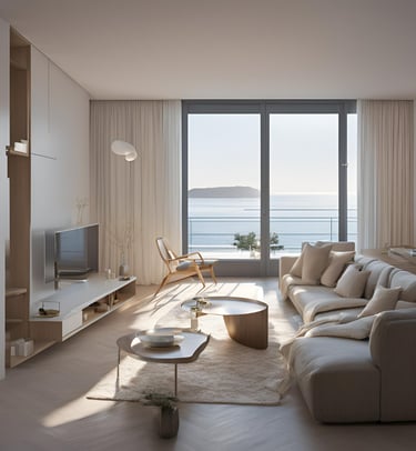 a living room with a couch and a television