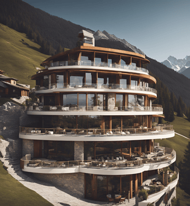 a large circular building with a circular shaped building