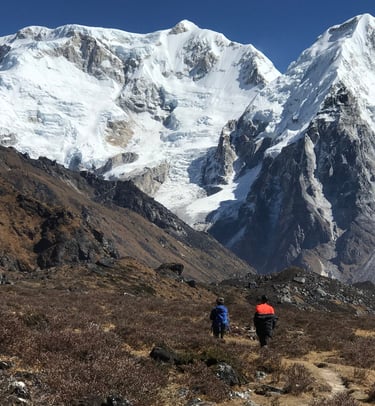 Mountain trekking in the Himalayas
