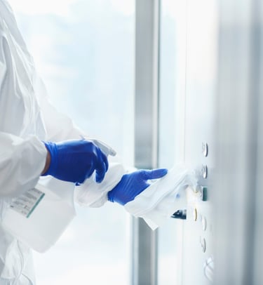 disinfection of surfaces and touchpoints. COVID-19 response. Virus mitigation. 