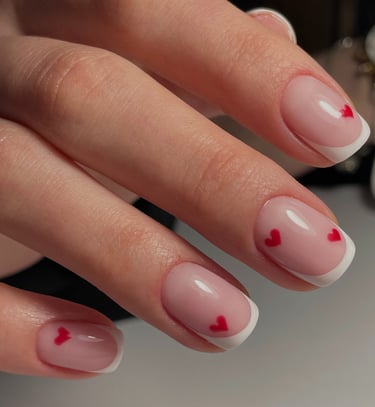 Manikiūras su širdelės formomis