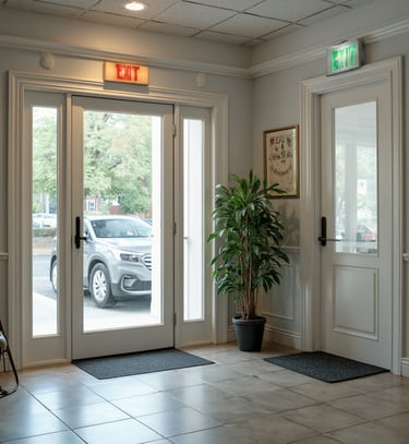 Inside of a commercial business. Office