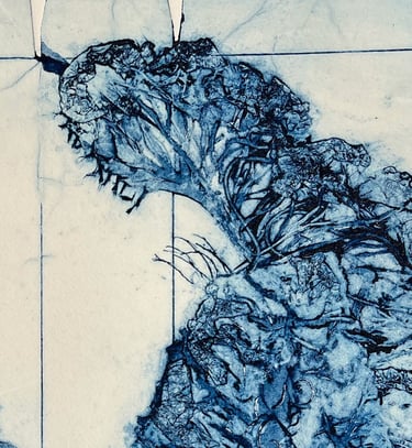 Peacock Garden collagraph (detail)