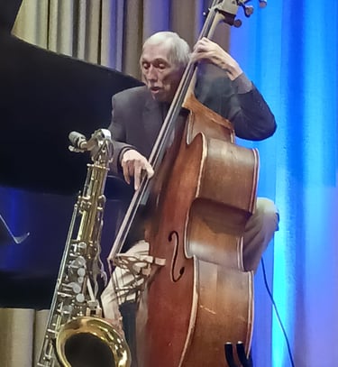 The legendary Steve Novosel plays the bass at Jazz@Wesley.
