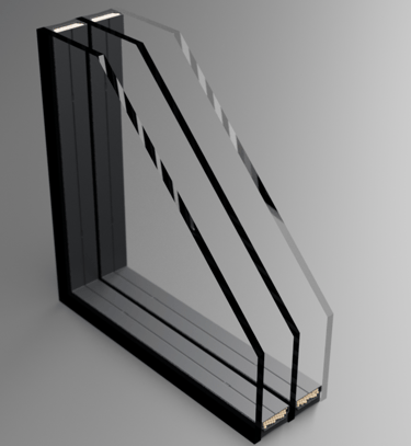 trijų stiklo paketų langai