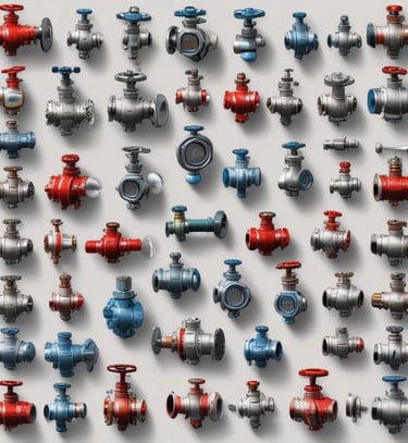 Selection of pneumatic valves arranged neatly on a workshop table