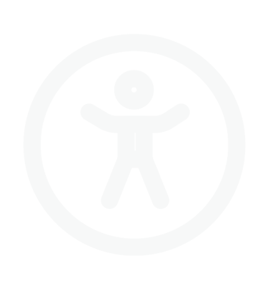 White universal accessibility icon showing a human figure in a circle on a black background.