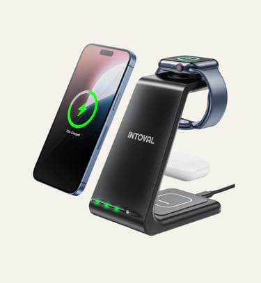 Picture of Intoval 3 in 1 Wireless Charging Station Black