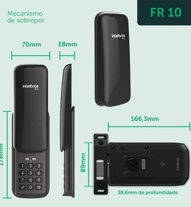 Fechadura Digital de Sobrepor com Senha FR 10 Preto Intelbras