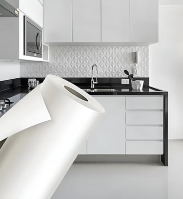 Papel Adesivo envelopar Branco Fosco Opaco Lavável 45cm X 2m