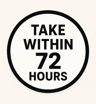 Image of circle with take within 72 hours referring to PEP HIV medication