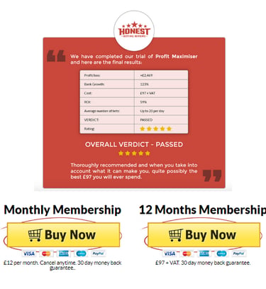Profit Maximiser Annual Price membership Mike Cruickshank Bonus Bagging Matched Betting Pro