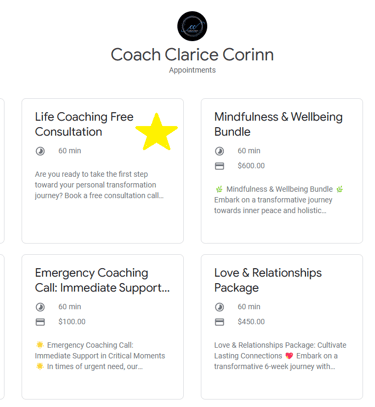 Coach Clarice's Free Consultation Booking Page 