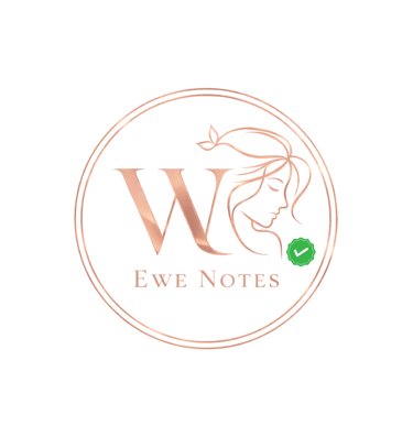 Elegant rose gold Ewe Notes logo featuring a woman's profile and the letter W in a circular frame.