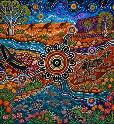 colourful Aboriginal art representing Australia