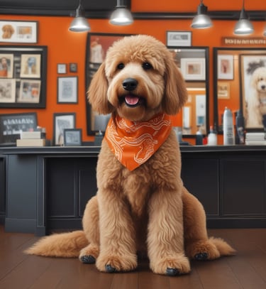 a dog sitting in a bathtub with a shower