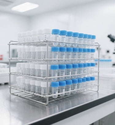 A rack of test tubes