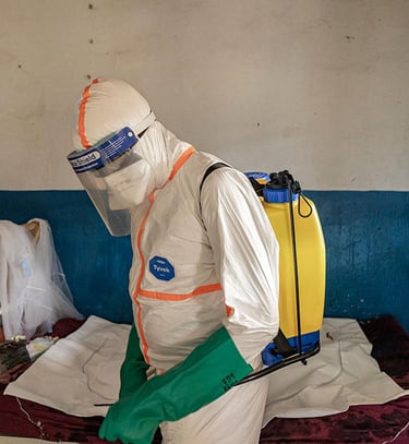 a person working in a biohazard area