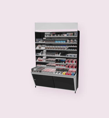 présentoir mural GMS cosmétique et maquillage