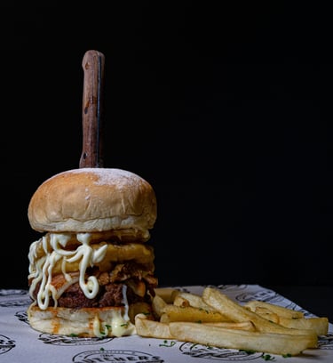 Wu-tang style sweet potato dry aged beef patty Best Steak Seminyak