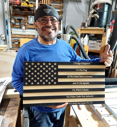 Carbide create 3D CNC. American Flag - Wooden - USA - CNC - Engraved
