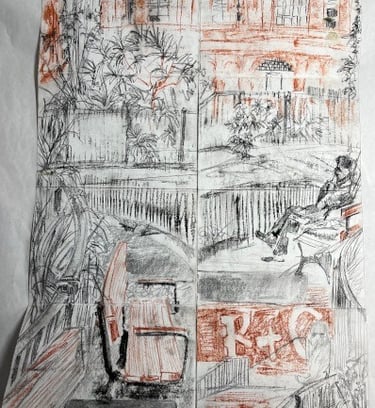 Concertina sketchbook: Arnold Circus observation drawing