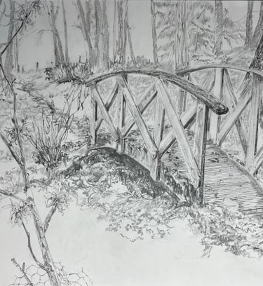 A2 graphite drawing: Cross some bridges