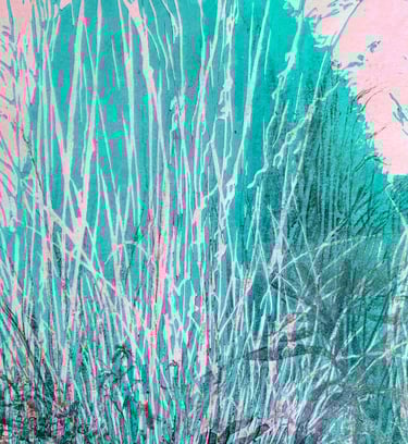 Graphite imprint and lino: manipulated digitally - long grass at Great Dixter