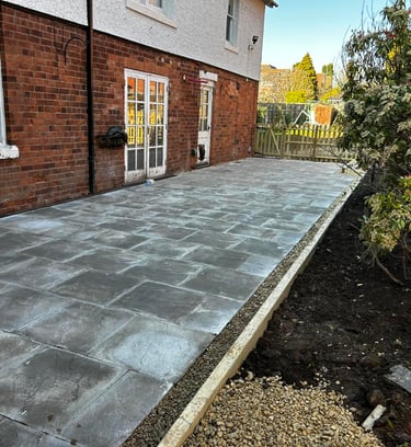 patio slabs layed by B R Building and Landscapes at a malvern home