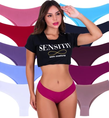 Kit 10 Calcinhas Tanga Sem Costura Premium Conforto