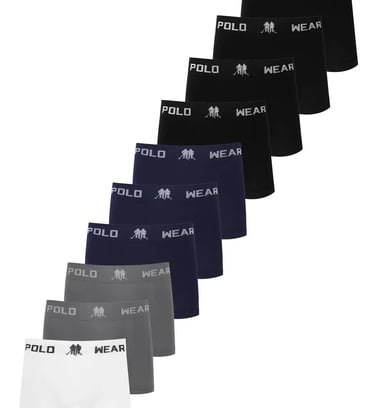 Kit 10 Cuecas Boxer Lisa Polo Wear Sortido Tamanho M