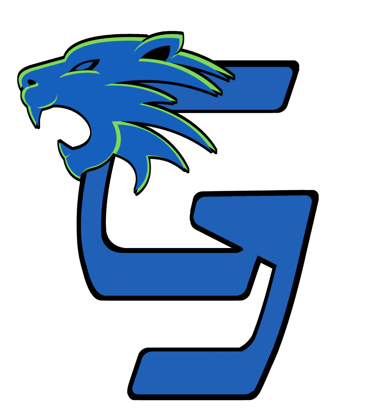 a blue and green logo with a Wildcat head