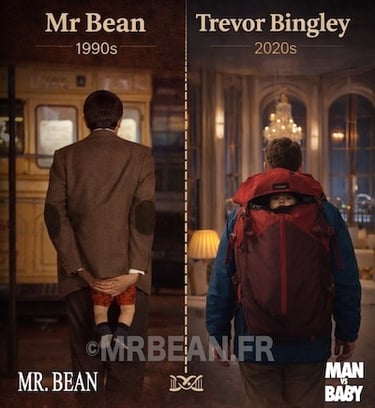 Seul face au bébé - Mr Bean - Trevor Bingley, beaucoup de points communs !